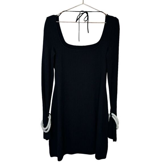 NEW MACH & MACH Olivia Crystal Bracelet Rib Knit Mini Dress Black XL - Picture 7 of 17
